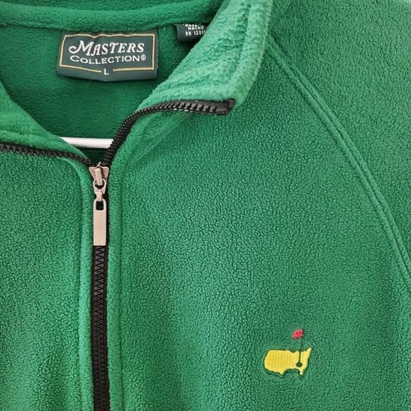 Masters Collection 1/4 Zip Pullover Fleece Sweater Mens L Green Golf w/Pockets - Picture 2 of 4